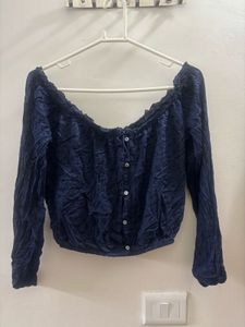 Aeropostale Navy Blue Off-Shoulder Blouse