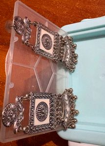 Antique Silver Oxidised Statement Earrings