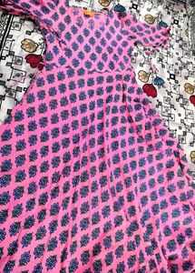 Gerua Pink💗 Printed Fit &amp; Flare anarkali kurta