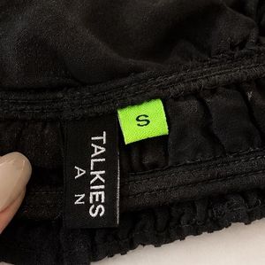 Chic Black Square Neck Smocked Crop Top