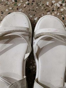 White Sparkly Flat Sandals