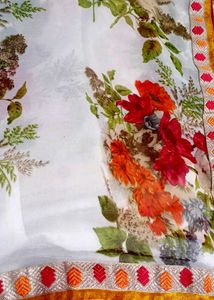 Floral White Saree
