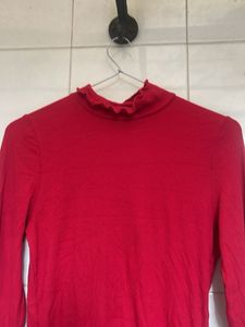 Red Long Sleeve Turtleneck Top