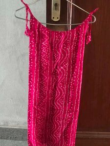 Pink Bandhani Print Sleeveless Top