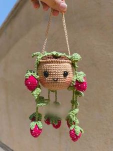 Handmade Crochet Strawberry Plant Decor