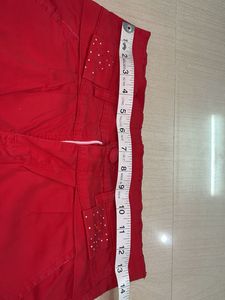 Vibrant Red Slim Fit Pants