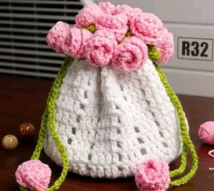 Handmade crochet minipouch, Crocheted Earphone or