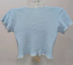 Floral Crop Top with Lace Trim