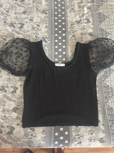 Black Puff Sleeve Top