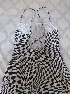 worn only once - Checkered Halter Neck Mini Dress