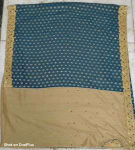 Elegantl Blue &amp; Gold Saree