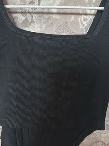Chic Black Ribbed Corset Top