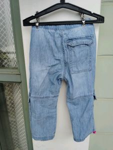 washed denim cargo jeans