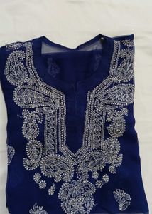 Women Chikankari blue kurti
