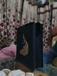 BEAUTIFUL (Peacock) CANVAS BLACK TOTE/GIFTING BAG