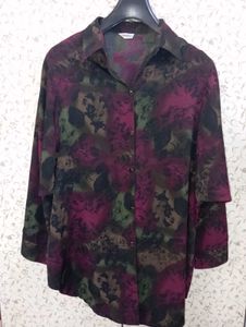 Abstract floral button up designer shirt