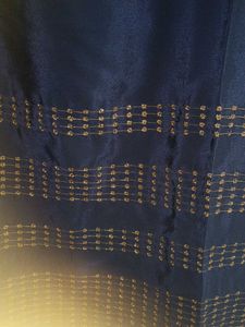 Navi blue Sleeveless Top with Patterned Hem
