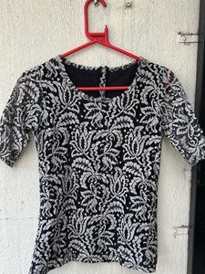 Elegant Black &amp; White Lace Top