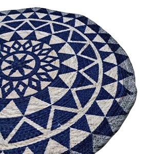 Handmade Round Wool  Rope Printed Doormat – 60 cm