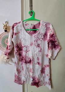 Women's Tie-Dye Embroidered Kurta