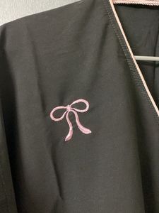 Black kaftan Abaya with Pink Bows