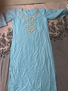 Embroidered Sky Blue Kurta