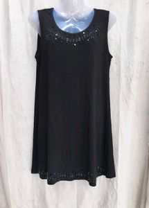I. Black Embellished Sleeveless Dress