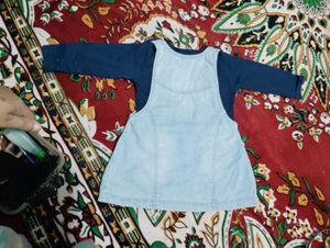 Cute Bear Denim Overall Dress