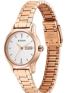 Rose Gold Titan Watch with White Dial