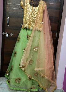 Golden Sequin Lehenga Set
