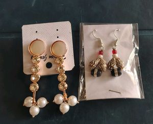 Elegant Pearl &amp; Gemstone Drop Earrings