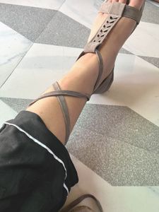 Stylish Grey Tie-Up Sandals