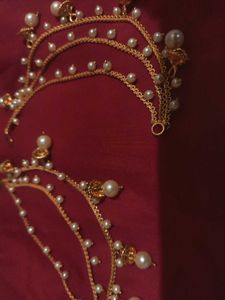 Pearl Bahubali Gold Ear Chain