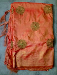 Beautiful Orange Embroidered Saree