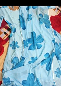 Gorgeous Blue Printed Gown With Dupatta