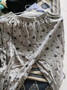Grey Heart Print Pajama Pants
