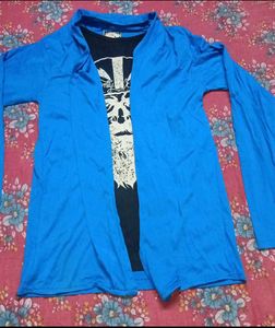 Graphic Print T-Shirt with Cardigan Overlay