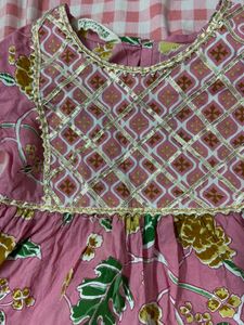 Pink Floral Kurta and Palazzo Set