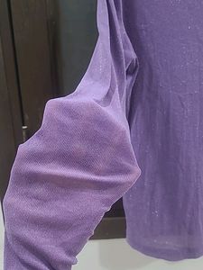Purple Turtleneck Long Sleeve Top