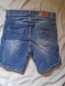 Ribbed Denim Shorts