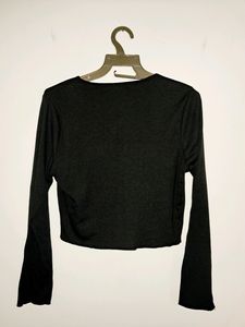 Black Ribbed Crop Top From SSS (Full Sleeve)