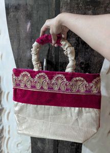 Embroidered Velvet Clutch Bag