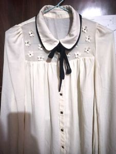 Cream Floral Peter Pan Collar Blouse