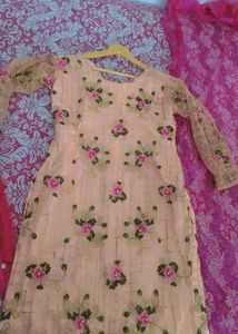 Elegant Peach short kurti and dupatta garara Set w