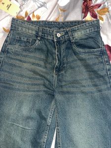 Wide Leg Vintage Wash Denim Jeans