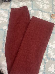 Maroon Formal High Waist Pants
