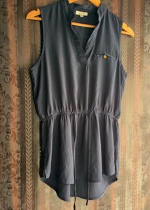 Stylish Navy Blue Sleeveless Tunic Top