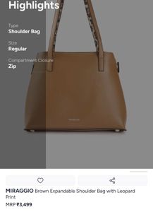 Miraggio Tan Handbag
