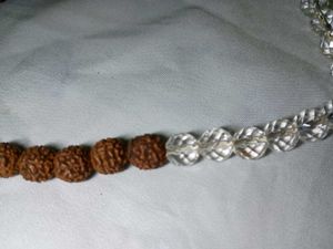 Rudraksha &amp; clear quartz Crystal Mala Necklace