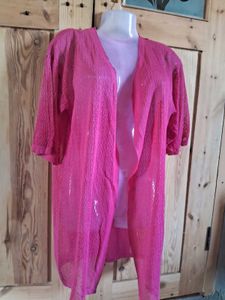 Pink Open Front Cardigan